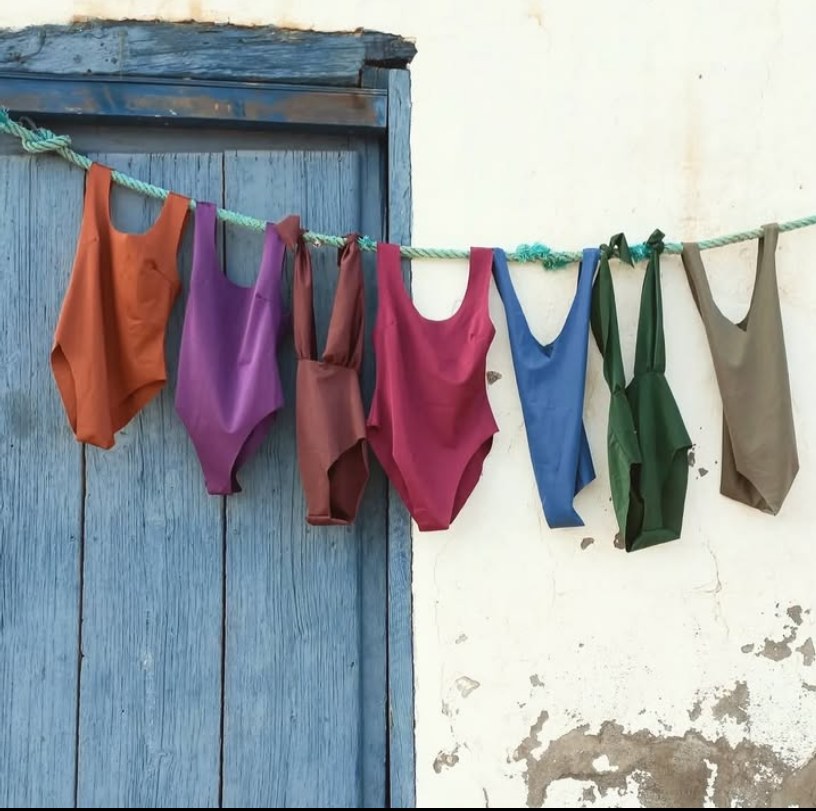 Colorful one-pieces hung out to dry