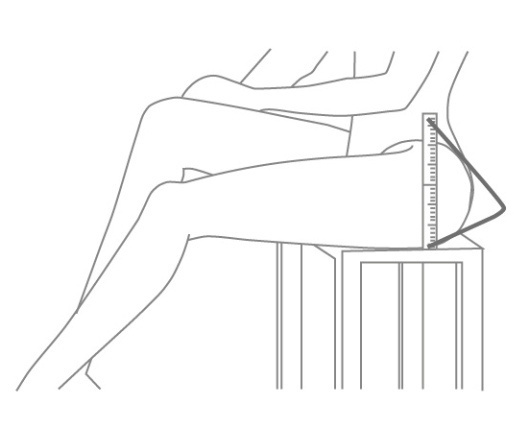 Drawing of the leg cut, with the ruler resting on the hip